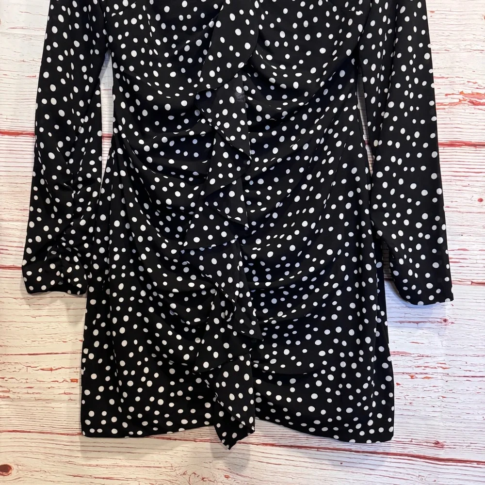 NWT LIKELY Corinne Ruffled Polka Dot Mini Dress in Black and White Sz 6 - Picture 6 of 12